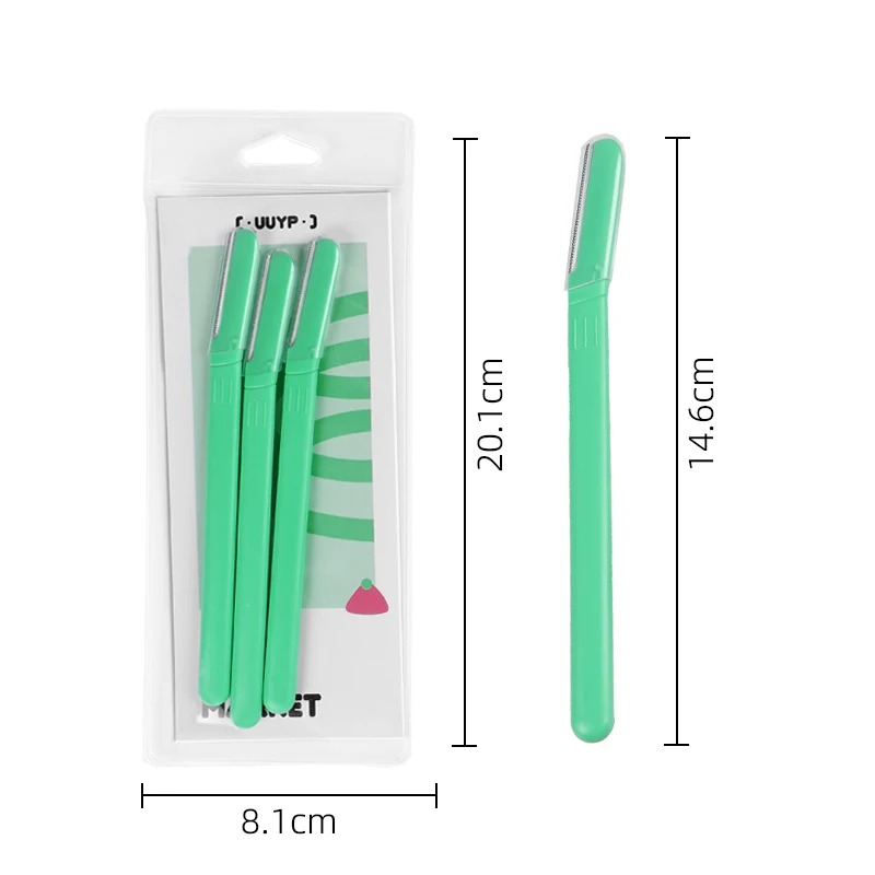 OEM Women's Eco-friendly Portable Dermaplaning Facial Tool 3pcs Stainless Steel Blade Eyebrow Razor Trimmer Metal Plastic Facial H000ea38a0cef4b119e000740e590e684I