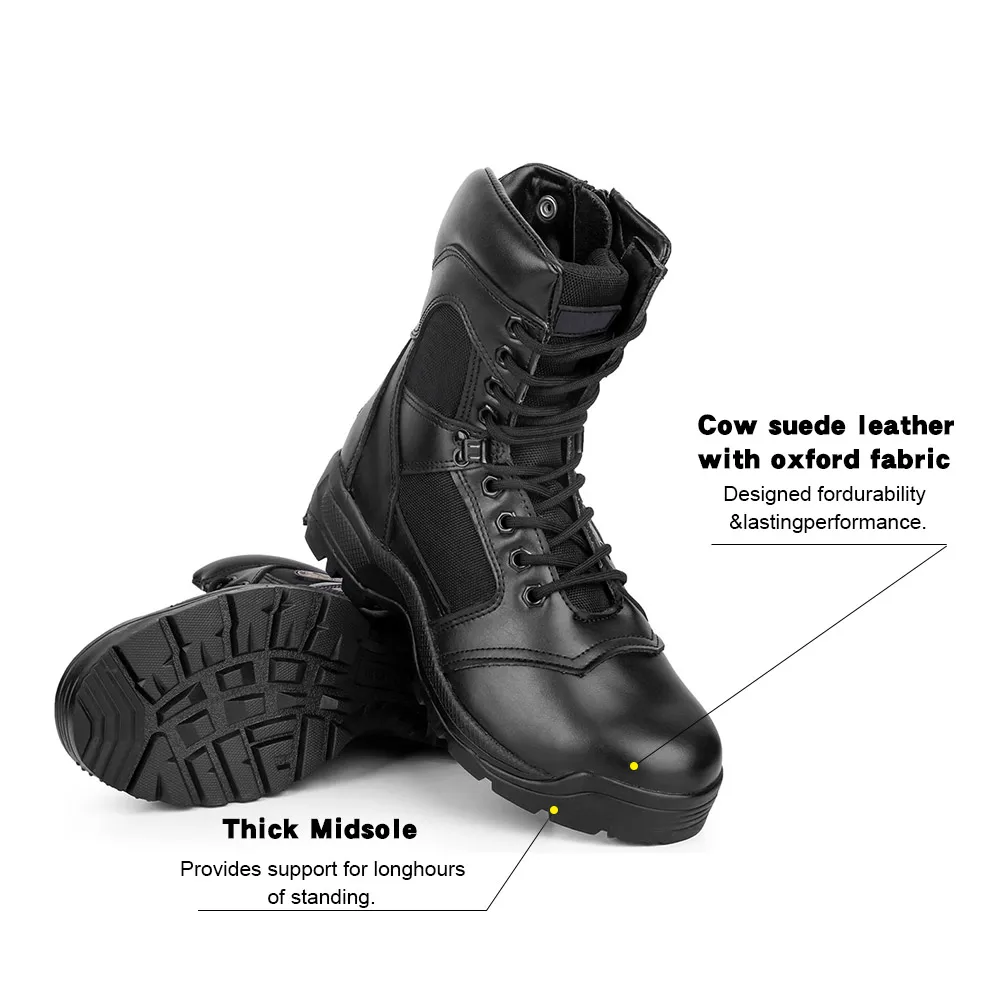 Factory Supply Tactical Boot with Genuine Leather and Steel Toe Safety Boot for Personal Defense Equipment