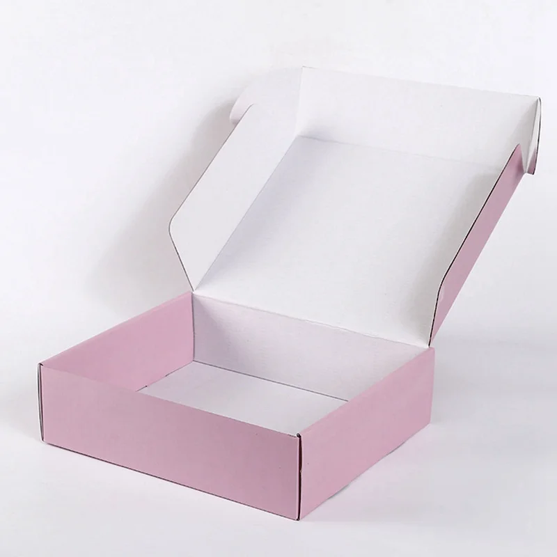 Custom pink corrugated mailer box shipping box for shoes wigs logo customized supplier