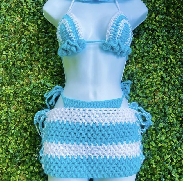 Custom Bohemian Best Swimwear Handmade Crochet Bikini Plus Size 2 Piece Set Mini Bikini Swimwear Beachwear for Women