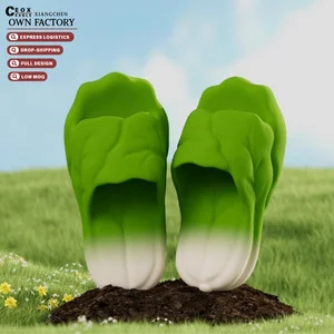 Creative Cartoon Green Vegetables Summer Indoor Home EVA Soft Bottom Non-Slip Hotel Cushioning Women's Fashion Trend Couple