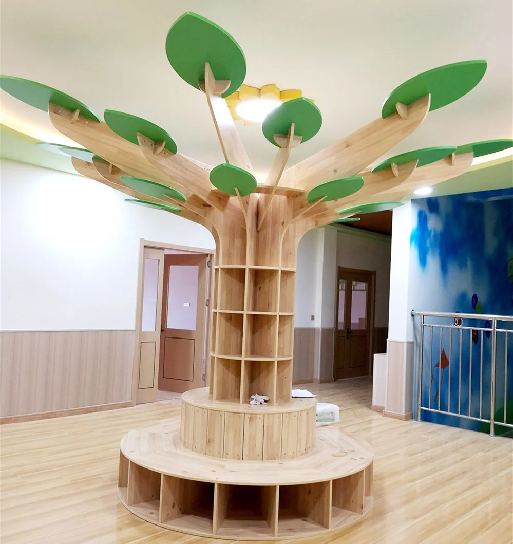 Moetry Customizable Big Reading Tree Bookshelf Wooden Library Furniture for Montessori Preschool Daycare Classroom