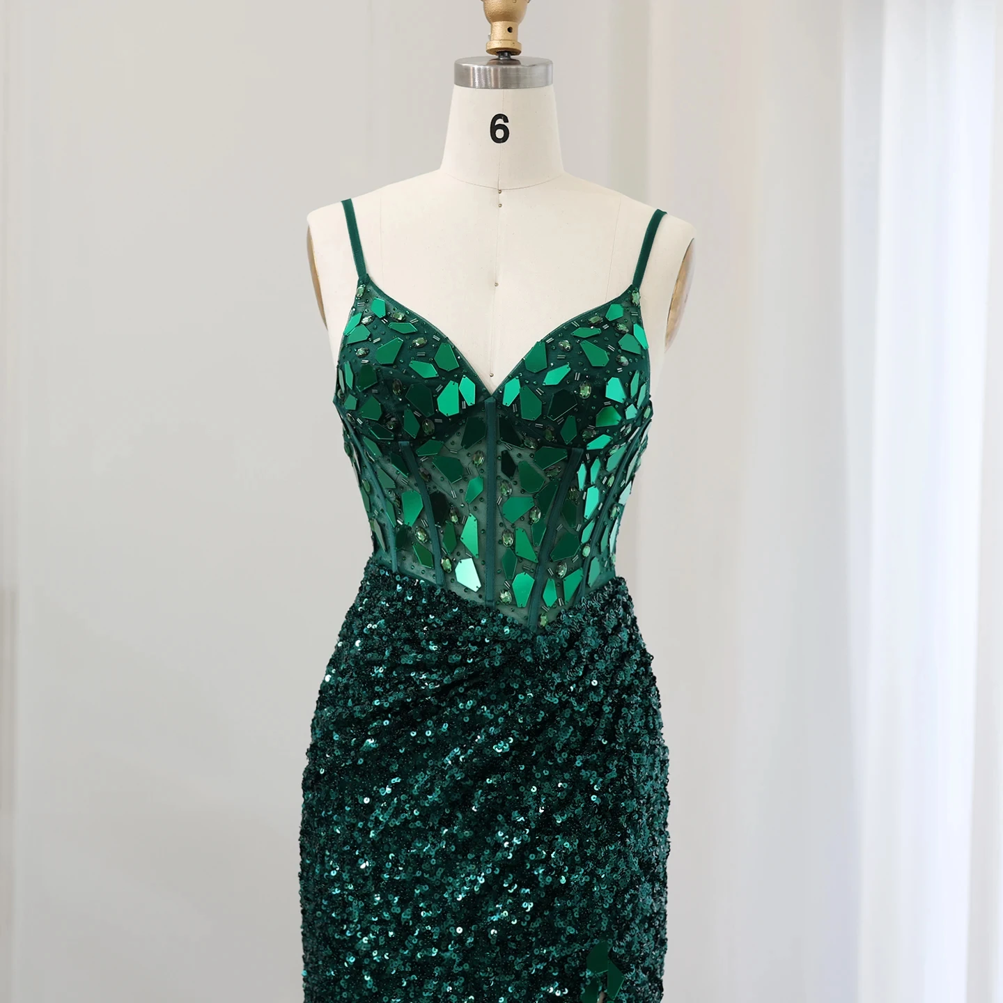 Sparkly Emerald Green Short Prom Cocktail Dresses for Women Birthday Luxury  Sequin Wedding Evening Party Gowns Sz008-1