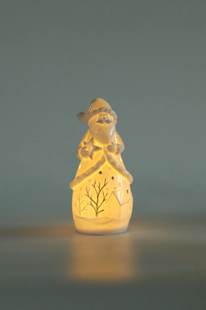 Ceramic Santa Claus Snowman Christmas tree Home decoration with LED