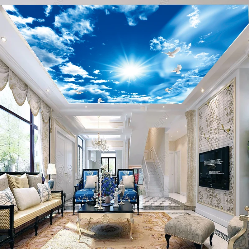 Blue Sky 3d Wallpaper For Home Decoration White Clouds Wall Mural Sky