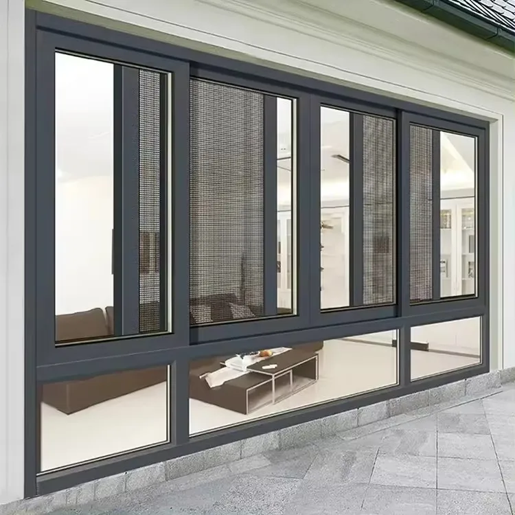 Durability Three Panel Sliding Window Weather Resistant Thermal Break Glass Soundproof House Doors and Aluminium Sliding windows