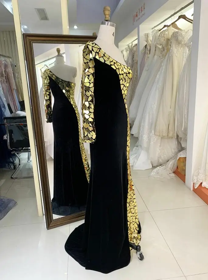 black and gold petite dresses Olivia One Shoulder Midi Sweaterdress Black – South Moon Under
