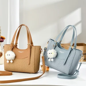 PU Leather Striped Sacs Main Pour Femmes Casual Chic Handbags for Women Ladies Hand Bags