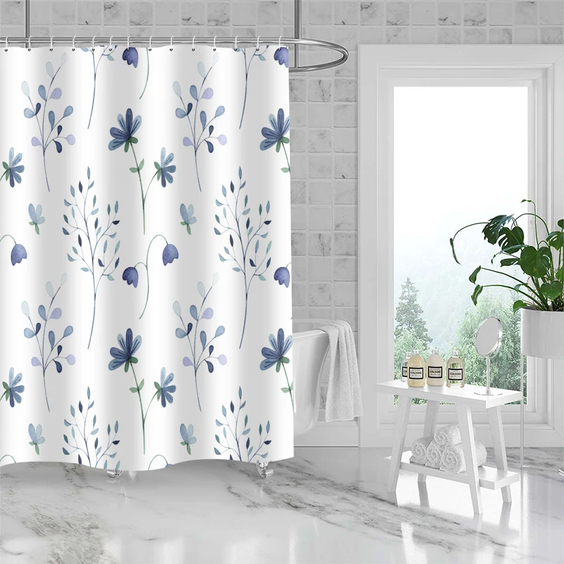 2024 Hot Selling Home Decoration Small Flower Curtain Bathroom Partition Waterproof Shower