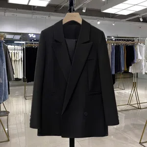 Women's 2026 Autumn Korean Style Blazer V-neck Single Button Full Sleeve Office Elegant Fashion Casual Suit Coat Knitted Solid