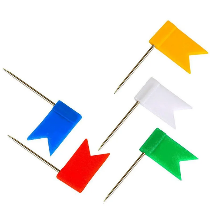 Wholesale Creative Custom Map Flag Push Pins Colorful Plastic Map Pins Flag Thumb Tacks 100PCS Per Bag