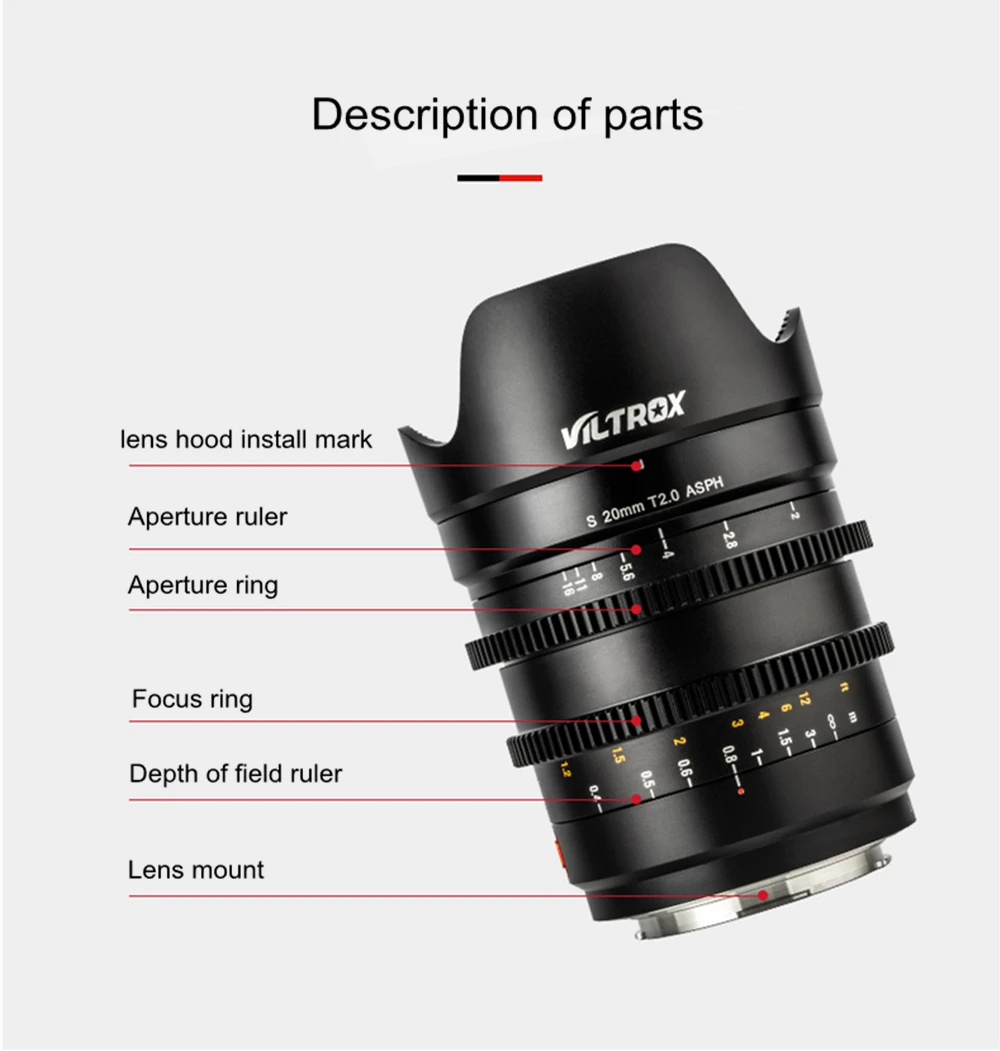 VILTROX S 20mm T2.0 ASPH フルフレーム プライム マニュアル固定焦点