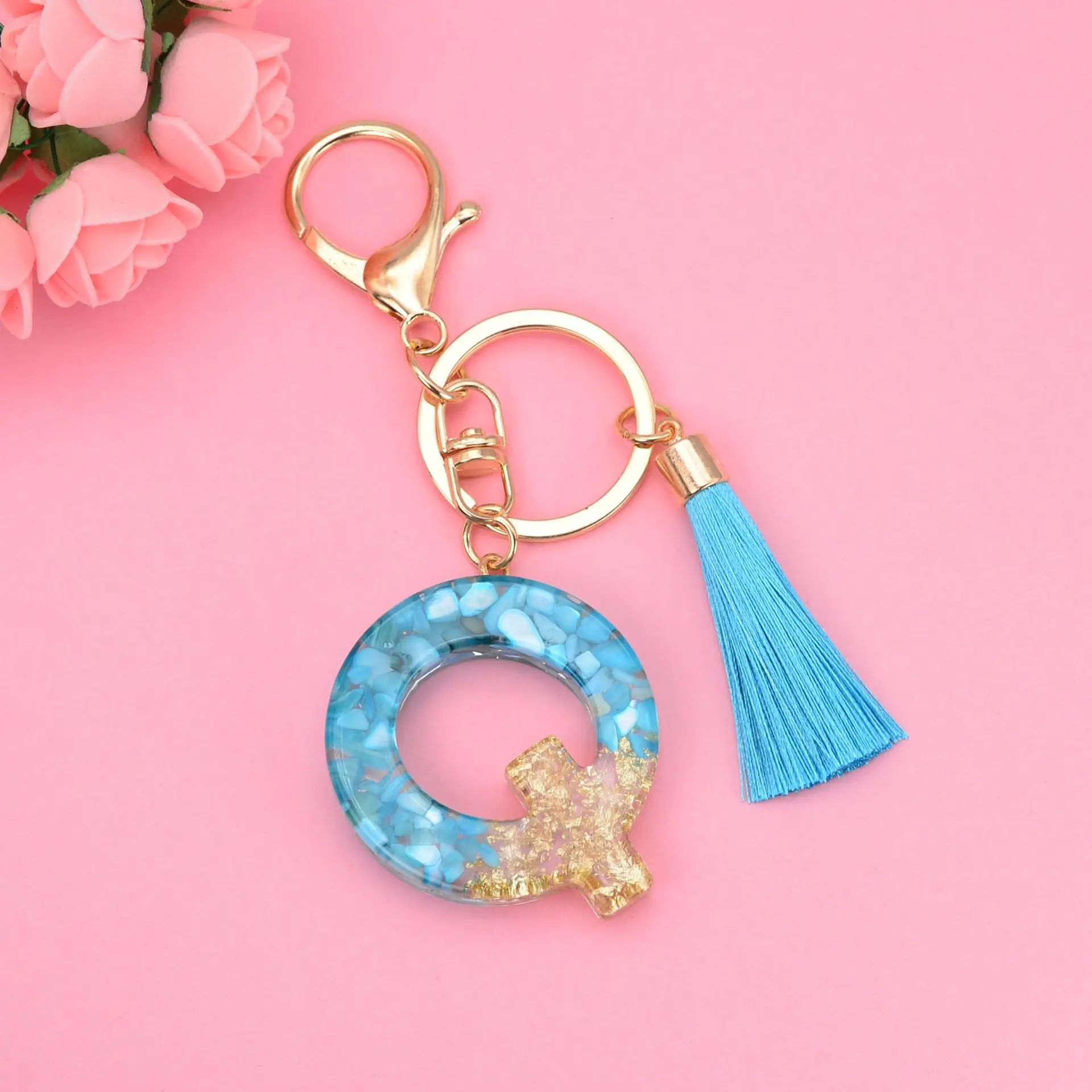Glitter A To Z 26 Alphabet Keyring Blue 26 Letter Keychain Crystal Resin Letter Keyring Girls – Buy The Best Products In The Online Store - Foto 7