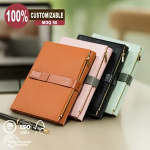 A5 Office Organizer Original Design Bespoke Gift Items Luxury Zipper Pocket Custom RFID Blocking Detachable Ring Binder Notebook