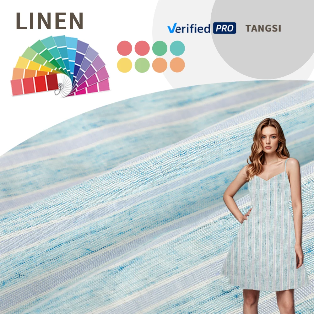 Factory Popular Hot-selling Custom Stripe Design Skin-friendly Comfortable Linen Cotton Yarn Dyed Fabric