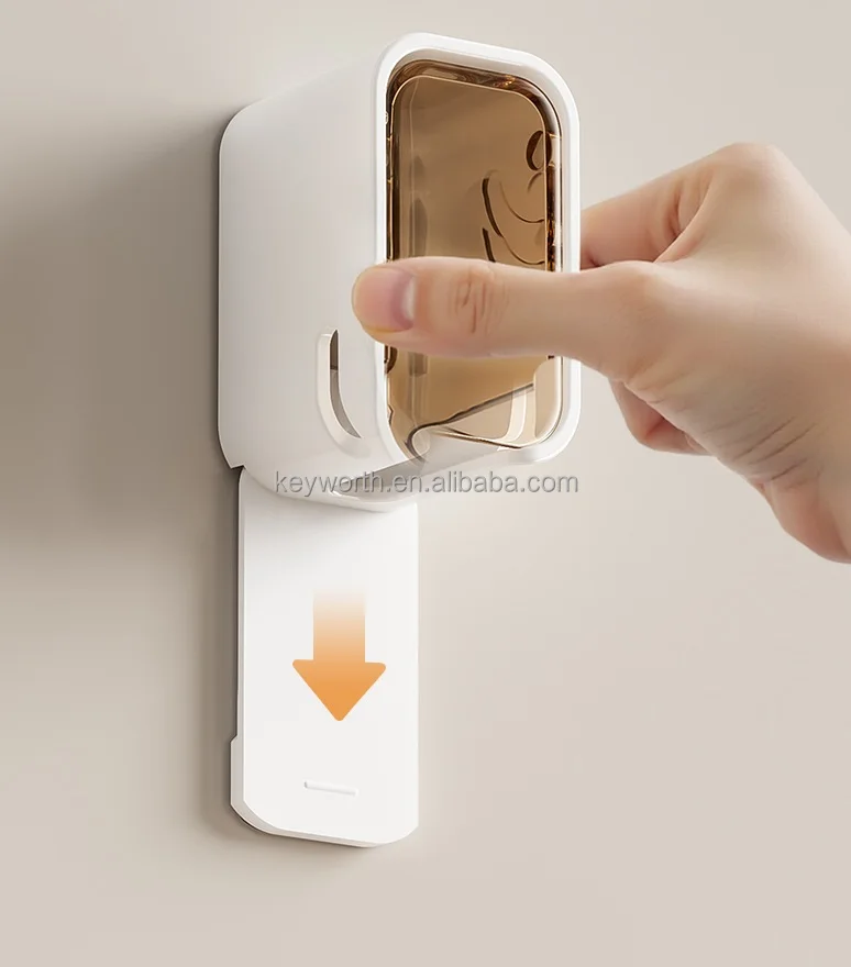 Toothbrush Holders for Bathrooms Wall Mounted with Cover Moisture-Proof and Dust-Proof Toothbrush Storage Organizer