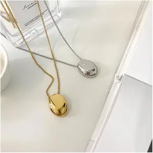 Necklace Versatile Ellipse Luxury Souvenir Cute Ethnic Couple Titanium Steel Hollow Pendant Necklace Couple Christmas