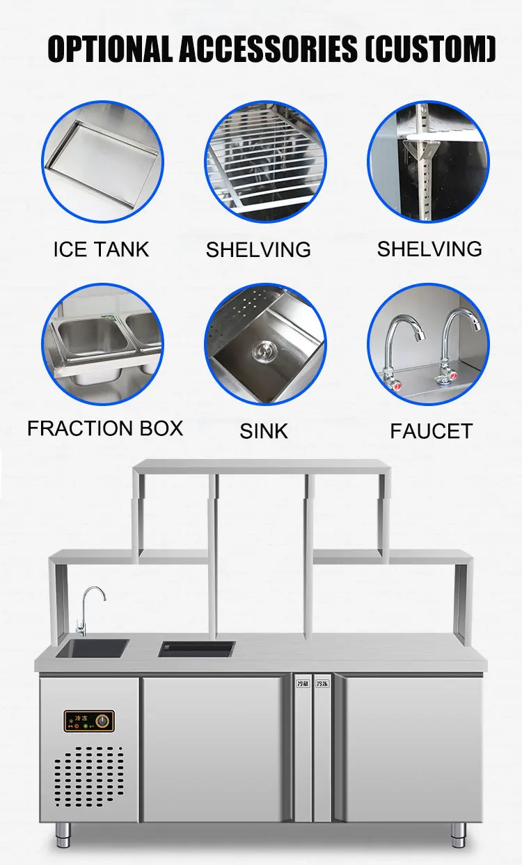 Restaurant Bubble Tea Shop Stainless Steel Juice Bar Counter Milk Tea