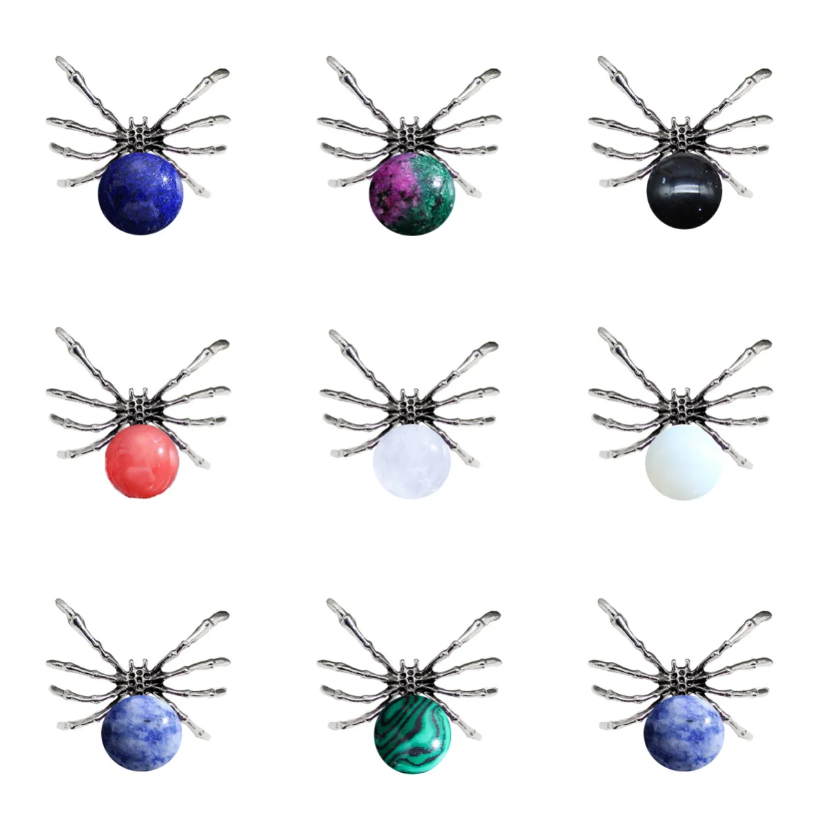 Collana Con Ciondolo Ragno E Pietra Di Luna In Argento 925 - Idea Regalo Halloween