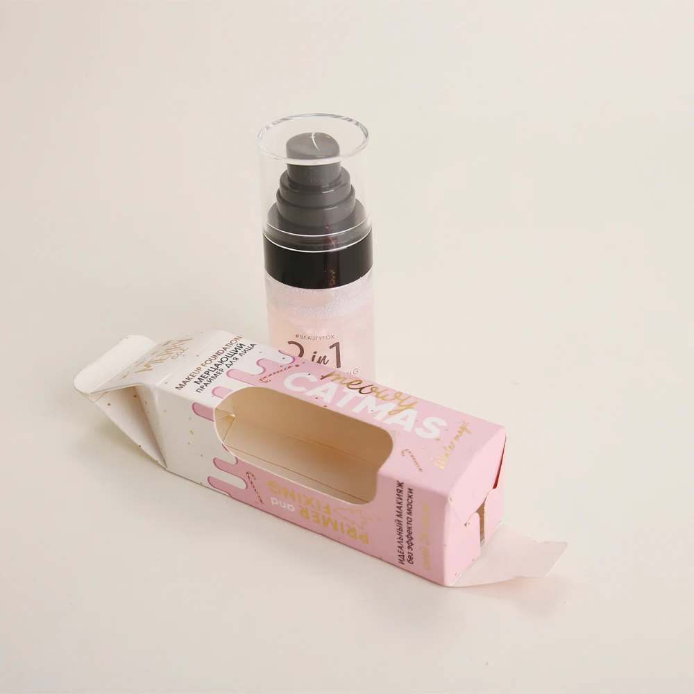 Jinayon Custom White Card Paper Window Opening Box Skin Care Serum Packaging UV Coating Embossing Folding Soft Cosmetic Box