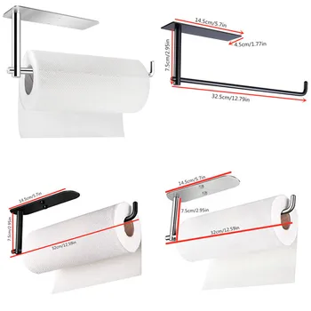 New Design Mega Rolls Paper Holder Kitchen Self-Adhesive Under Cabinet Black Stainless Steel Paper Towel Holder