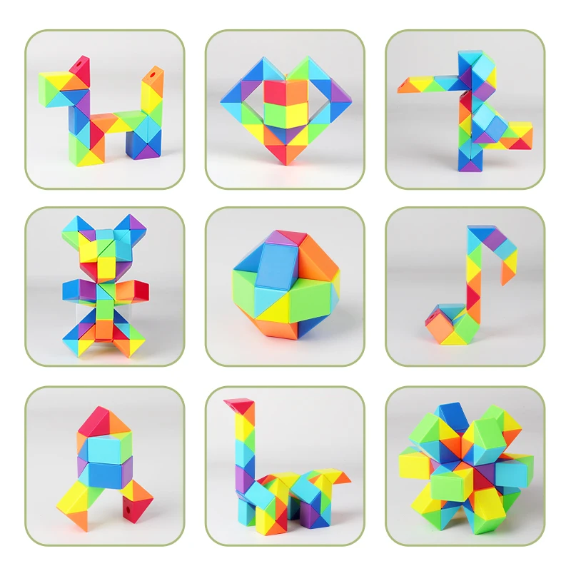 Sengso  Rainbow Color 24 Segment Magic Ruler Foldable  Magic Snake Educational Puzzle Toy