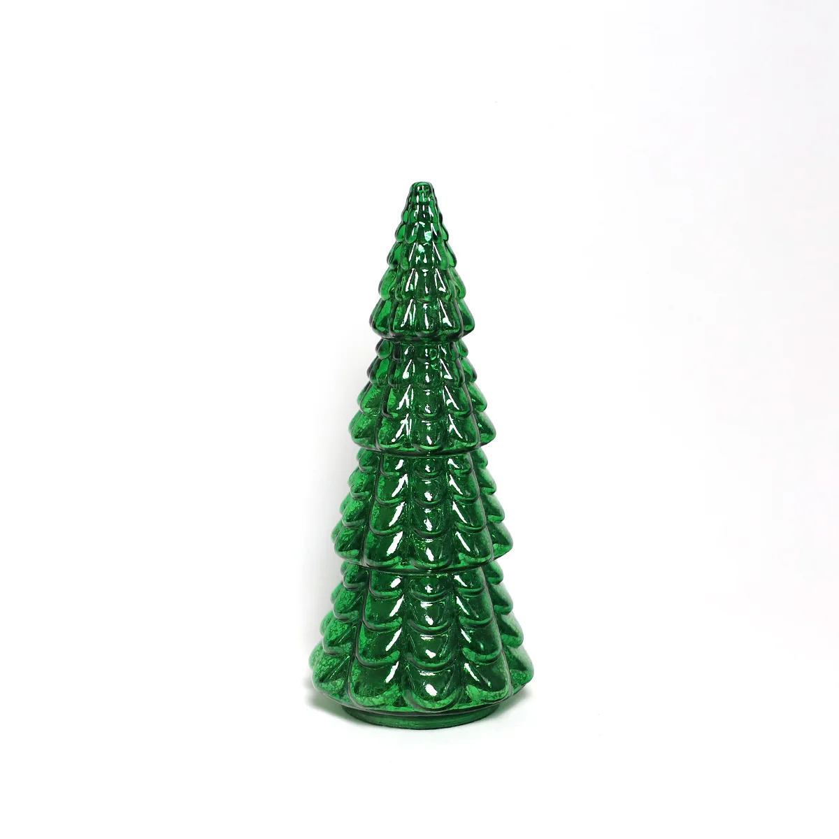 High quality tabletop pine cone hand blown glass Christmas tree with led lights