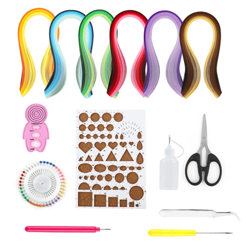 Paper Quilling Tools Kit 5 in 1 Slotted Paper Quilling Tools with 1040 Strips 26 Colors Paper Quilling Strips and Tweezers for Art Crafts DIY Cardmaking Project 