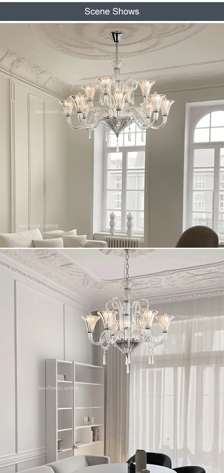 cpl 462 wholesale luxury french murano glass chandelier  large wedding venue  banquet hall lighting-4