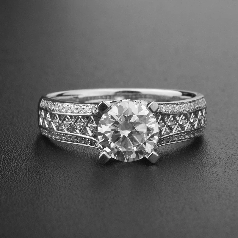 Fine 8925 anello in argento diamante fidanzamento placcato oro 18