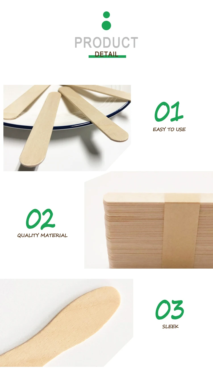 Biodegradable Rectangle Disposable Wooden Ice Cream Sticks For Diy