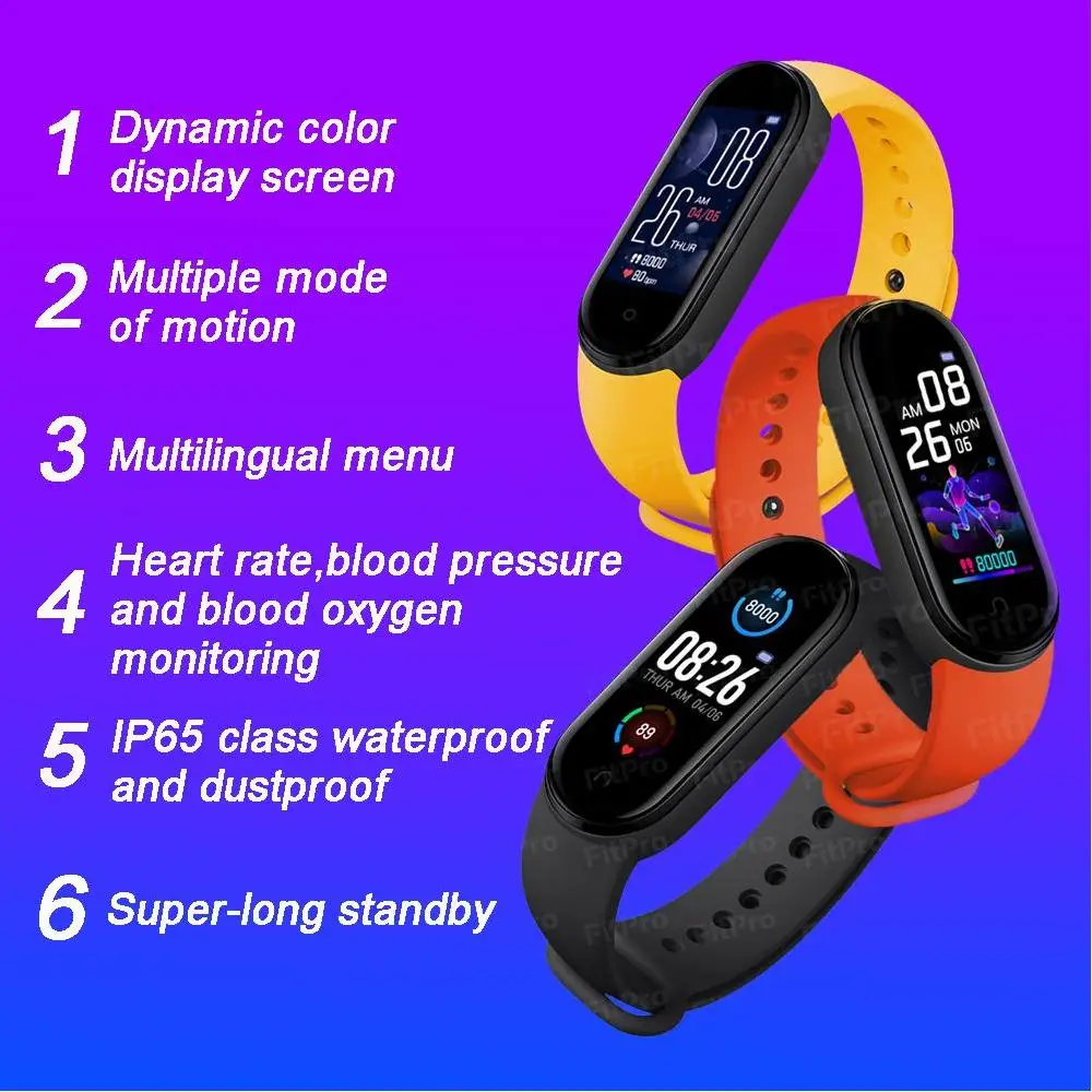 2022 Global version m5 wristband fitness tracker bracelet waterproof smart watch band 5
