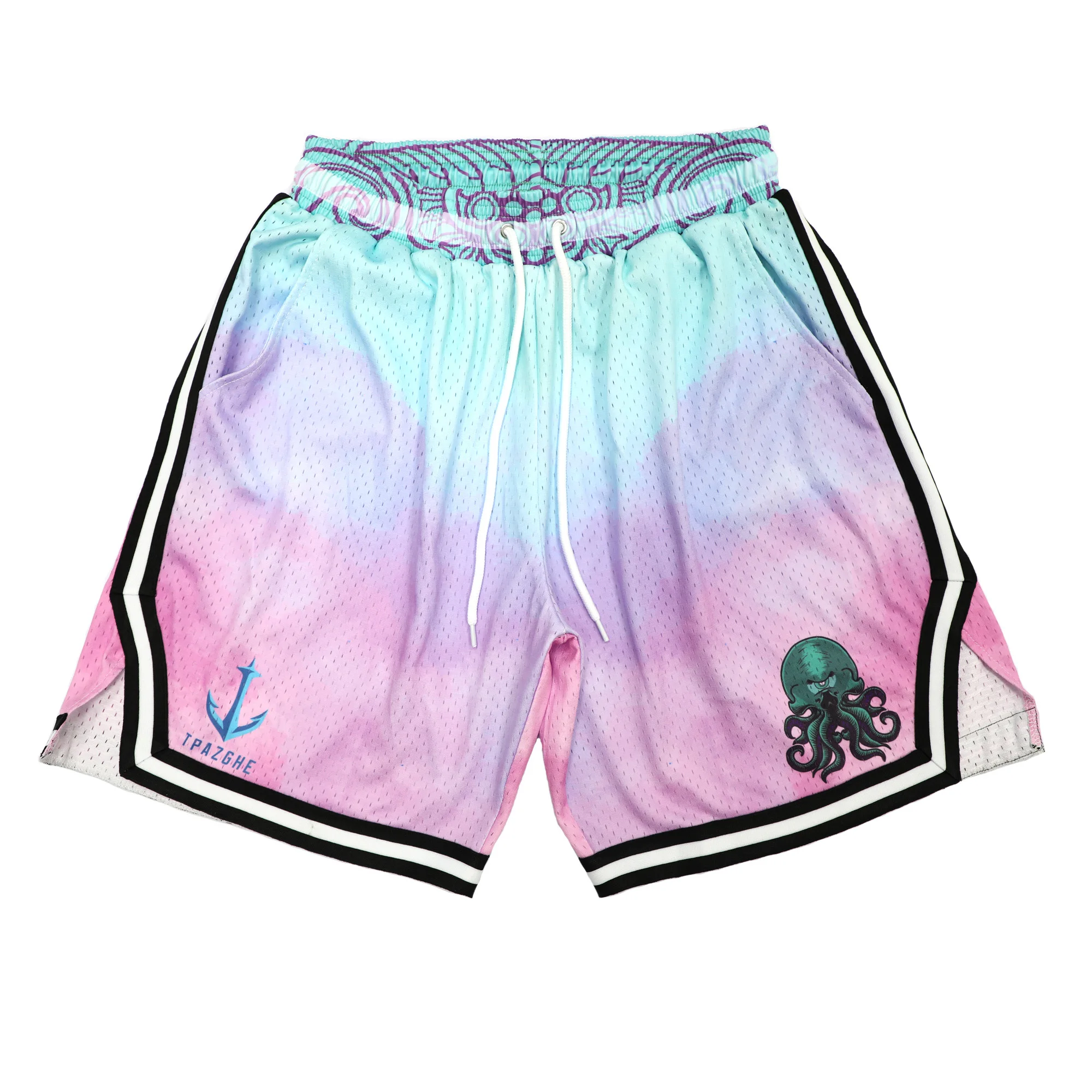 Custom Logo OEM Breathable Plus Size Workout Polyester 5 Inch Inseam Anime Fitness Sweat Unisex Sports Basketball Mens Gym Mesh