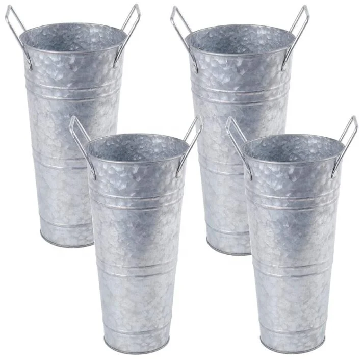 Искусственные растения, украшение для дома, металлическая ваза, Конструкция Ведра, оцинкованные цветы, ведро