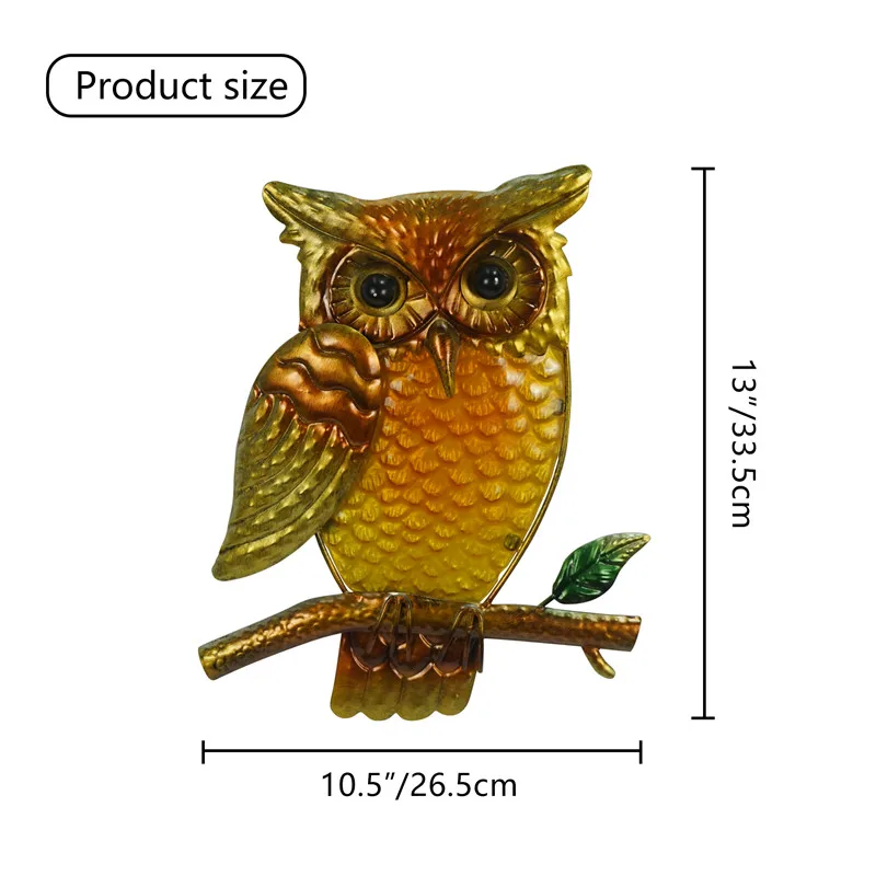 Liffy Home  Glass Indoor Outdoor Hanging  Metal Owl Wall