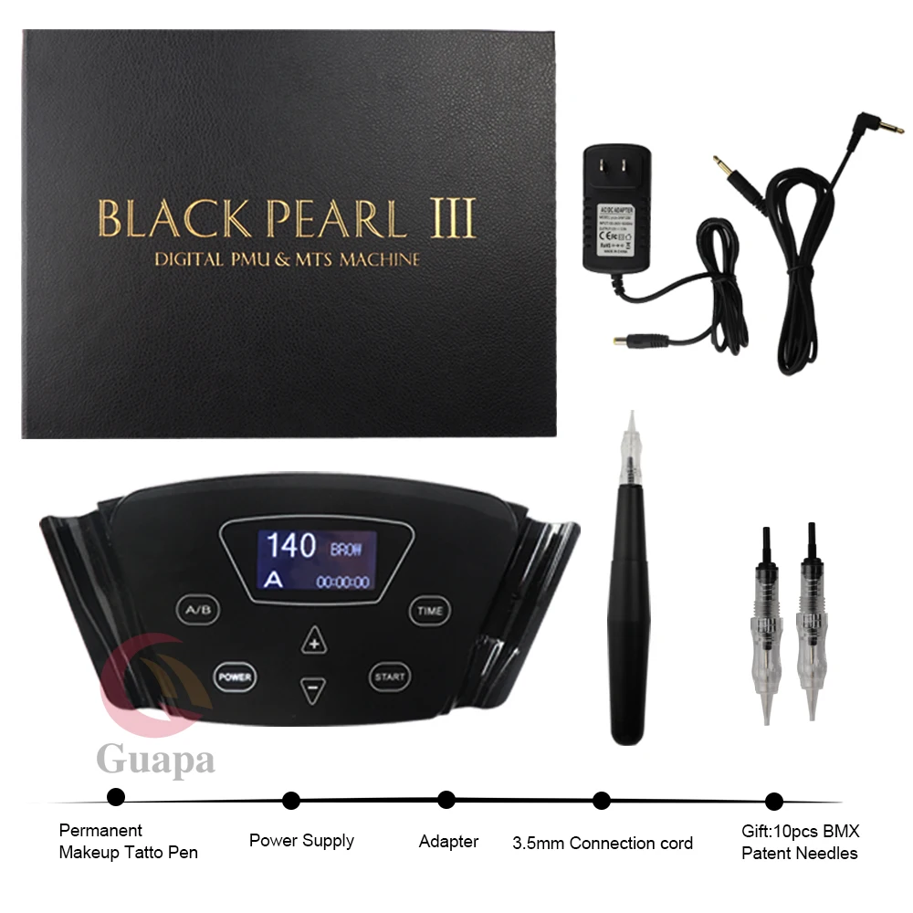 OEM Micropigmentation Permanent Makeup Machine Multifunctional Black Pearl Tattoo Machine Kit for Eyebrow MTS PMU Beauty