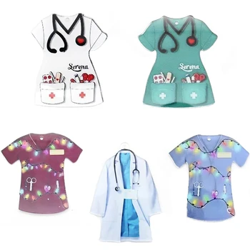 Custom Big Size Nurse Scrub Top Acrylic Pieces Plastic Flat Back Decoration DIY Acrylic Patch With Holes for Nurse Accessories