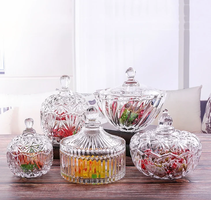 Mini Candy Holders Glass Sugar Bowl With Lid HF37048 Fruits Canister Container Jewelry Storage Box