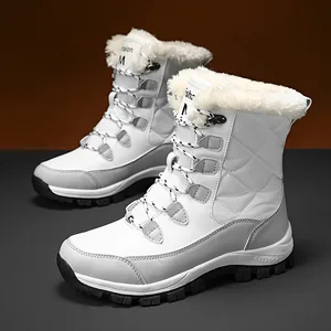 Factory Direct Mid-Tube High Top Women's Winter Snow Boots Large Size Waterproof Ankle Height Soft Wool Thick Warm Autumn Canvas