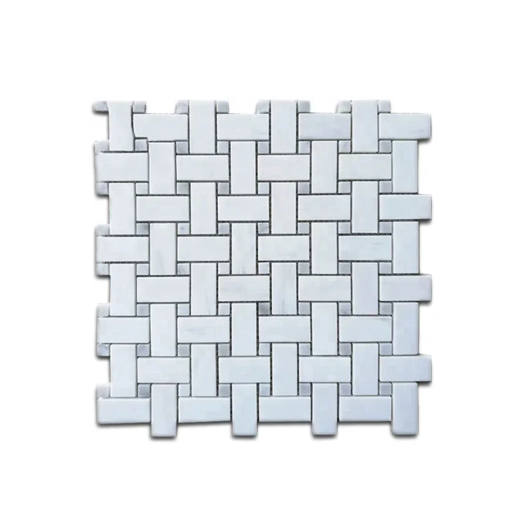 Ubin Mosaik Marmer Putih Carrara untuk Dinding Dapur dan Desain Dinding Kamar Mandi, Ubin Mosaik Marmer Abu-putih