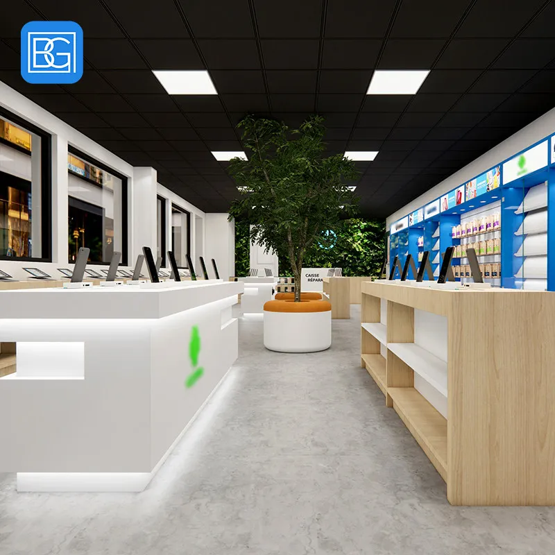 Customized Mobile Phone Shop Design Display Counter Oppo Mobile Counter Mobile Phone Display Mobile Shop Counter With Led