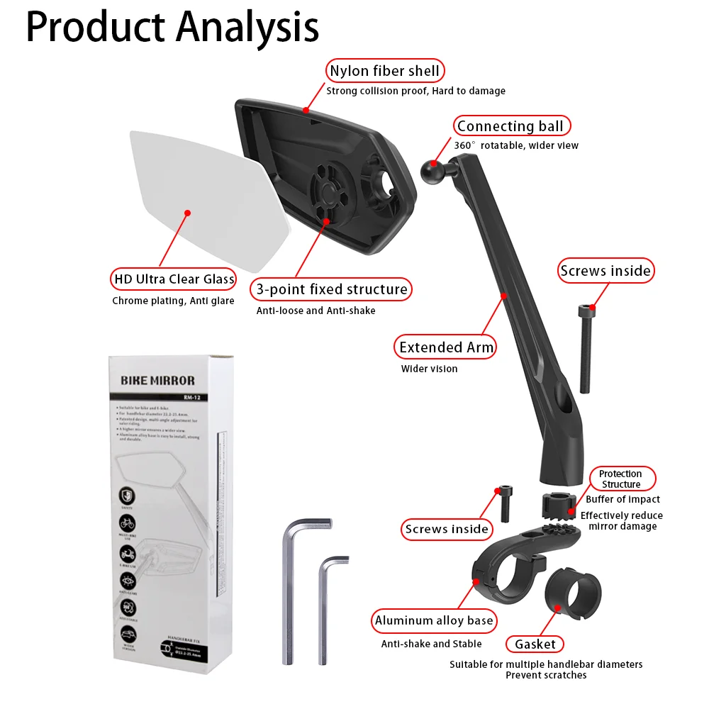 Новое поступление поворотное безопасное Велосипедное Зеркало заднего вида EasyDo удлиненное боковое зеркало для горного