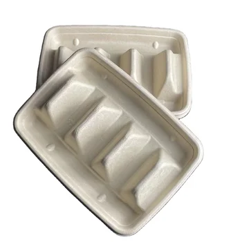Hot Sale Biodegradable Taco Holder Tray Disposable taco takeout container Sugarcane  Takeaway Box Plates240509