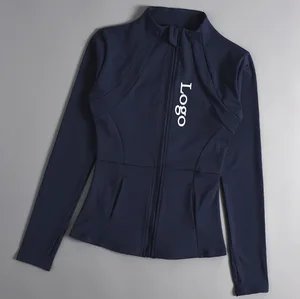 Custom Logo Print Women's Sports Breathable Yoga Coat Outerwear Zip-Up Sweater Fitted Running Gym Top Women's Fitness Yoga Wear
