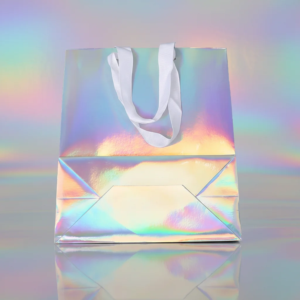 Beg Tote Laser Mewah Suai, Beg Tangan Mesra Alam Sekitar dan Dibuat Secara Manual, Beg Kertas Hadiah Perhiasan yang Boleh Dilipat untuk Penghantaran dengan Logo Laser UV untuk Kosmetik