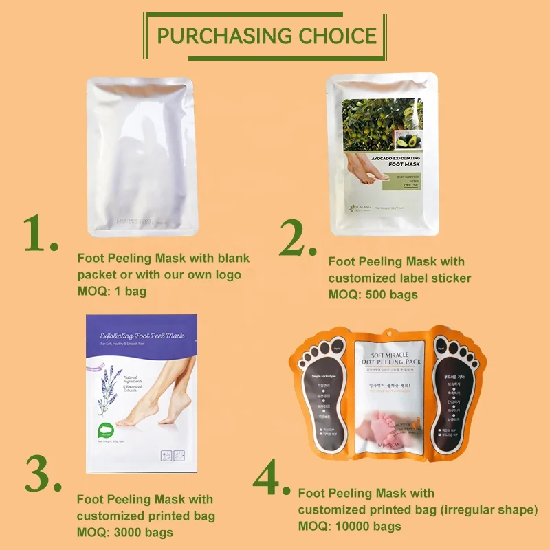 Custom Private Label Exfoliating Korean Type Foot Peeling Mask for Foot Care