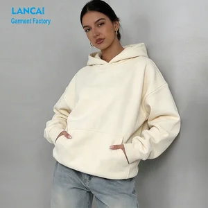 Heavyweight Cotton Fleece Custom Embroidery Private Label Women Blank Sweatshirt Plus Size Baggy Pullover Hoodie