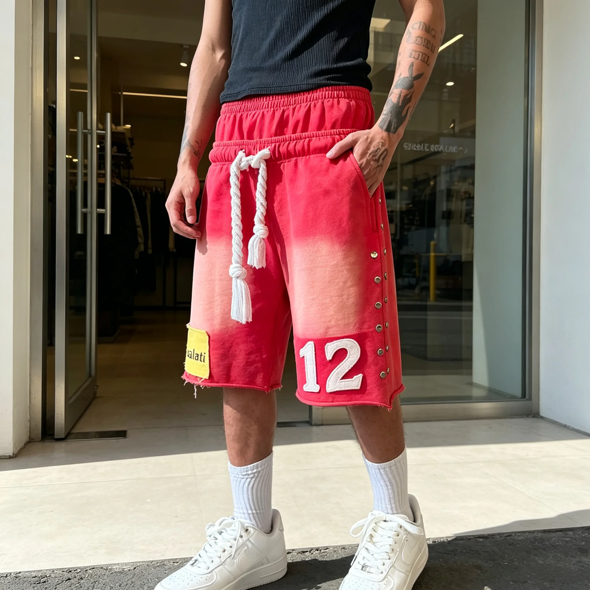 Custom Heavy 100% Nylon Canvas Drawstring High Waist Breathable Embroidered Letter Print Luxury Designer Brand Men Casual Shorts gallery 3