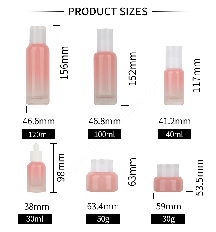 Luxury Empty Pink Cosmetic Packaging Glass Bottle Set 30ml 40ml 100ml 120ml Lotion Serum Glass Bottles Face Cream Jars Set supplier