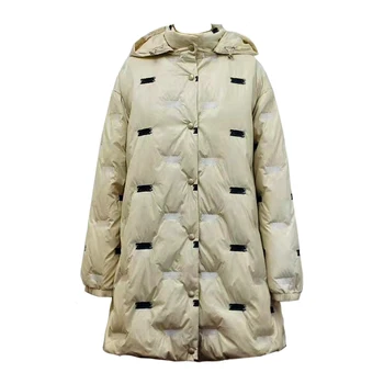 2023 Autumn Winter New Arrival  Embroidery  Puffer Down outdoor Women Water repellent  OEM coats GRS optional hood detachable